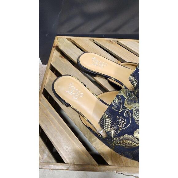 EUC Franco Sarto Gold metallic black slides mules worn 1 time by me 9.5 - Picture 7 of 7